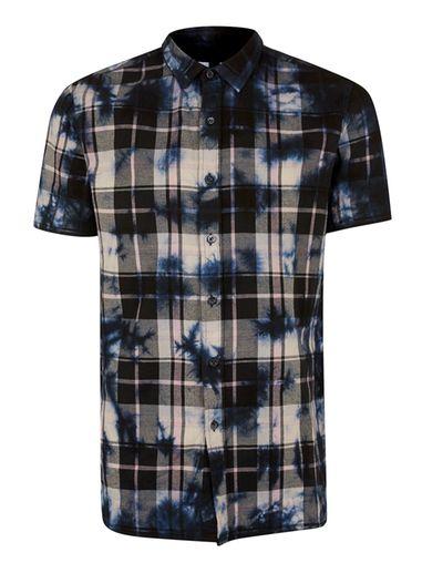 Topman Mens Brown Check Short Sleeve Casual Shirt