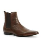 Topman Mens Brown Leather Chelsea Boots
