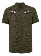 Topman Mens Khaki Dalmatian And Bee Shirt