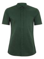 Topman Mens Green Muscle Fit Oxford Short Sleeve Shirt