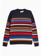 Topman Mens Navy Zig Zag Stripe Jumper