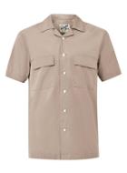 Topman Mens Brown Ltd Tan Poplin Cotton Short Sleeve Shirt