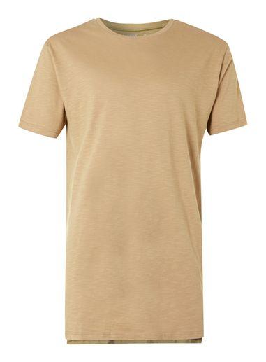 Topman Mens Brown Tan Step Hem Longline T-shirt