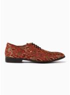 Topman Mens Red And Gold Woven Brocade Lace Shoes