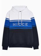 Nicce Mens Nicce Blue And White Logo Panel Hoodie