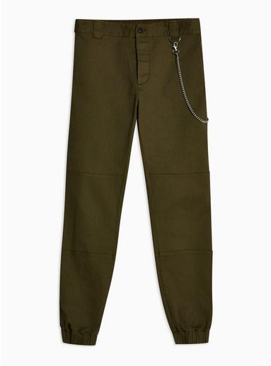 Topman Mens Khaki Joggers With Chain