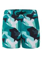 Topman Mens Green And Black Print Swim Shorts