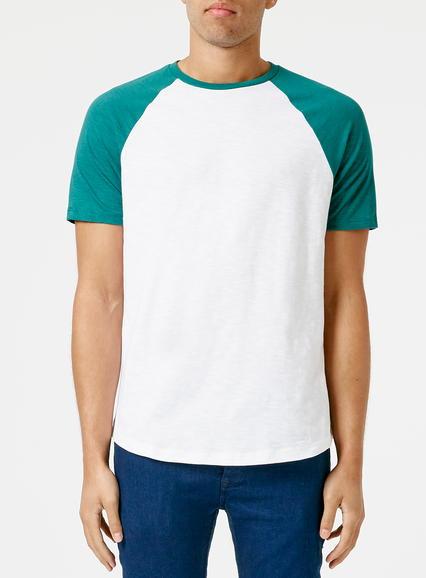 Topman Mens Green Slim Fit Raglan T-shirt