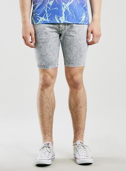 Topman Mens Grey Acid Wash Skinny Shorts