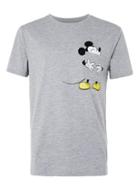 Topman Mens Mid Grey Grey Marl Mickey Mouse Tongue Print T-shirt