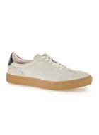 Topman Mens Grey Leather And Suede Retro Sneakers