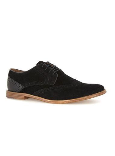Topman Mens Black Faux Suede Brogues