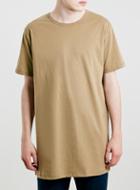 Topman Mens Yellow Camel Slim Long Line T-shirt