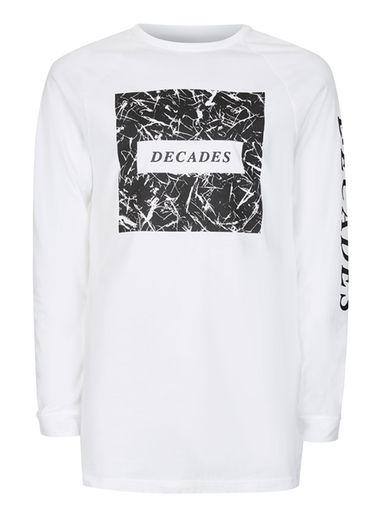 Topman Mens White Printed Longline T-shirt