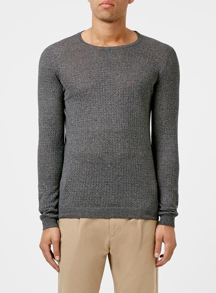 Topman Mens Premium Charcoal Egyptian Cotton Sweater
