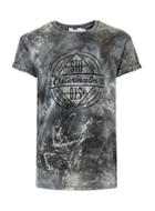Topman Mens Black Crackle Ostermalm Print Muscle Fit Roller T-shirt