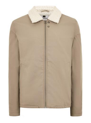 Topman Mens Stone Borg Lined Coach Jacket