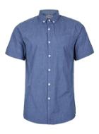 Topman Mens Blue Navy Marl Slim Fit Short Sleeve Smart Shirt