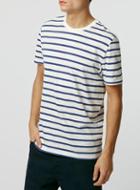 Topman Mens Blue Navy Stripe Slub T-shirt