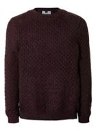 Topman Mens Burgundy Twist Cable Textured Slim Fit Sweater