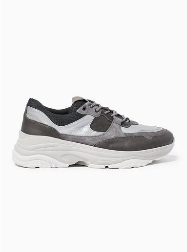 Selected Homme Mens Selected Homme Grey Leather Gavin Trainers