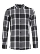 Topman Mens Grey Black And White Check Long Sleeve Casual Shirt