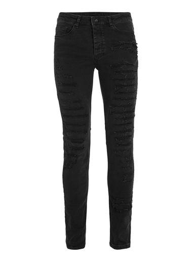 Topman Mens Aaa Black Ripped Raw Edge Stretch Skinny Jeans