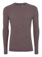 Topman Mens Washed Purple Muscle Fit Ribbed Sweater