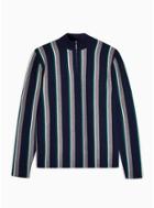 Topman Mens Multi Navy Green Stripe Half Zip Sweater