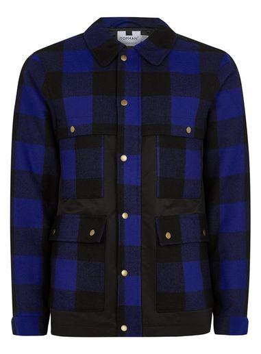 Topman Mens Blue Check Trucker Jacket