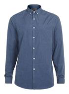 Topman Mens Blue Navy Marl Button Down Long Sleeve Smart Shirt