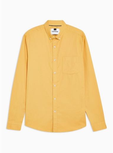 Topman Mens Yellow Ochre Stretch Skinny Oxford Shirt