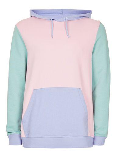 Topman Mens Multi Pastel Panelled Classic Fit Hoodie