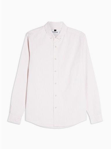 Topman Mens Pink And White Stripe Slim Shirt
