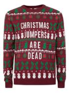 Topman Mens Red Burgundy Christmas Jumpers Are Dead Ugly Sweater