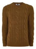 Topman Mens Toffee Brown Chunky Cable Knit Sweater