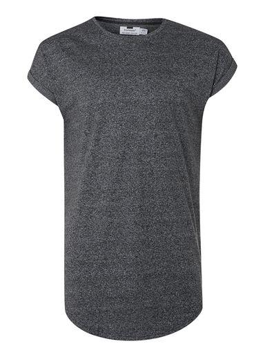 Topman Mens Grey Salt And Pepper Drop Shoulder Longline T-shirt