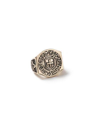 Topman Mens Grey Gold Biker Cross Ring*