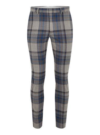 Topman Mens Grey Blue And Gray Check Ultra Skinny Smart Pants