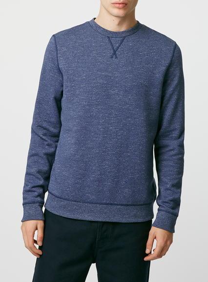 Topman Mens Blue Denim Sweatshirt