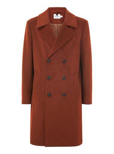 Topman Mens Orange Rust Oversized Double Breasted Jacket