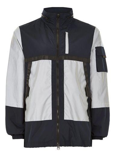 Topman Mens Navy Reflective Technical Jacket