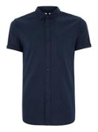Topman Mens Navy Muscle Fit Short Sleeve Shirt