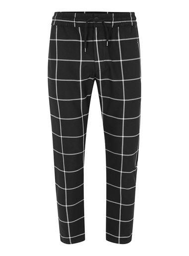 Topman Mens Black Large Check Joggers