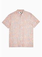 Topman Mens Pink Misty Rose Floral Slim Shirt