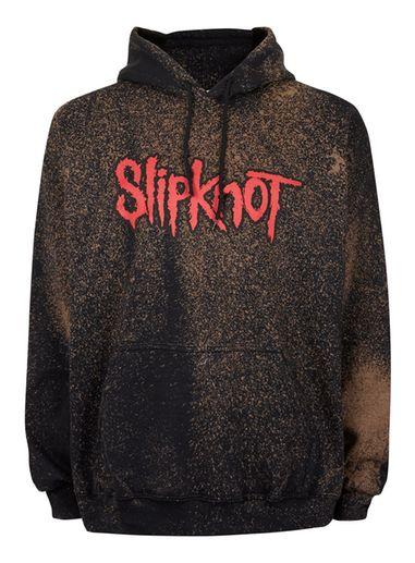 Topman Mens Topman Finds Black Bleached Slipknot Hoodie