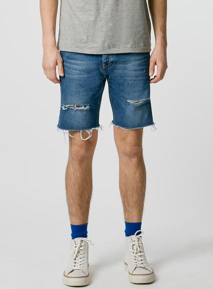 Topman Mens Dark Blue Blue Ripped Skinny Denim Shorts