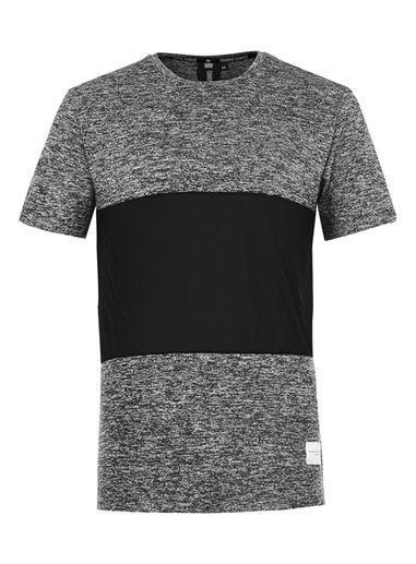 Topman Mens Criminal Damage Grey And Black Cut And Sew T-shirt*