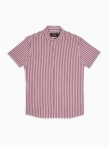 Topman Mens Red And White Stripe Slim Shirt