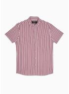 Topman Mens Red And White Stripe Slim Shirt